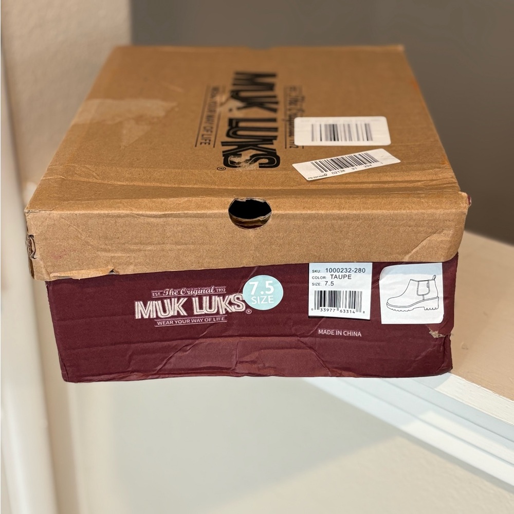 Muk Luks Finley Francis Womens Ankle Boots Taupe Block Heels Pull On Sz 7.5 NIB - Picture 8 of 10